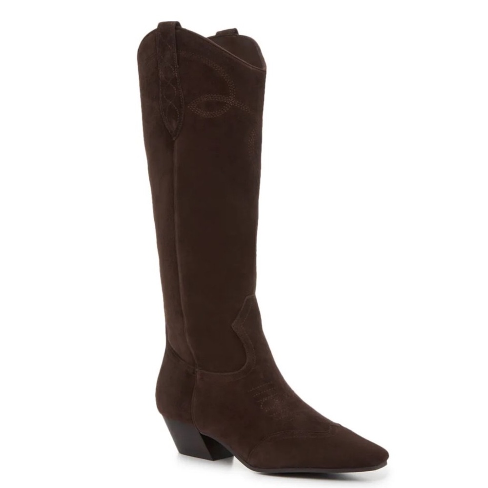 Steve Madden Dollie Cowboy Boot in Dark Brown Suede Size 7.5
